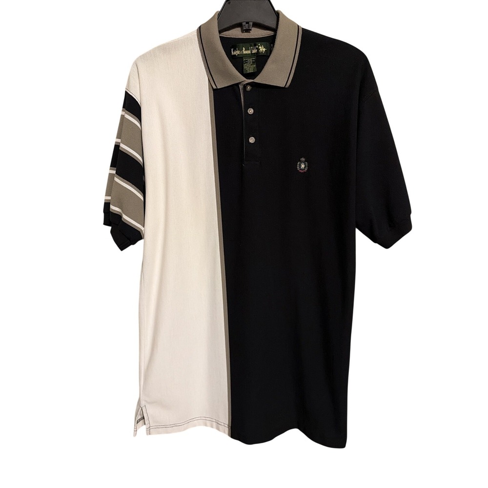 VTG Knights Of The Round Table Men's XL Thick Short Sleeve Polo Rugby Colorblock - Picture 2 of 13
